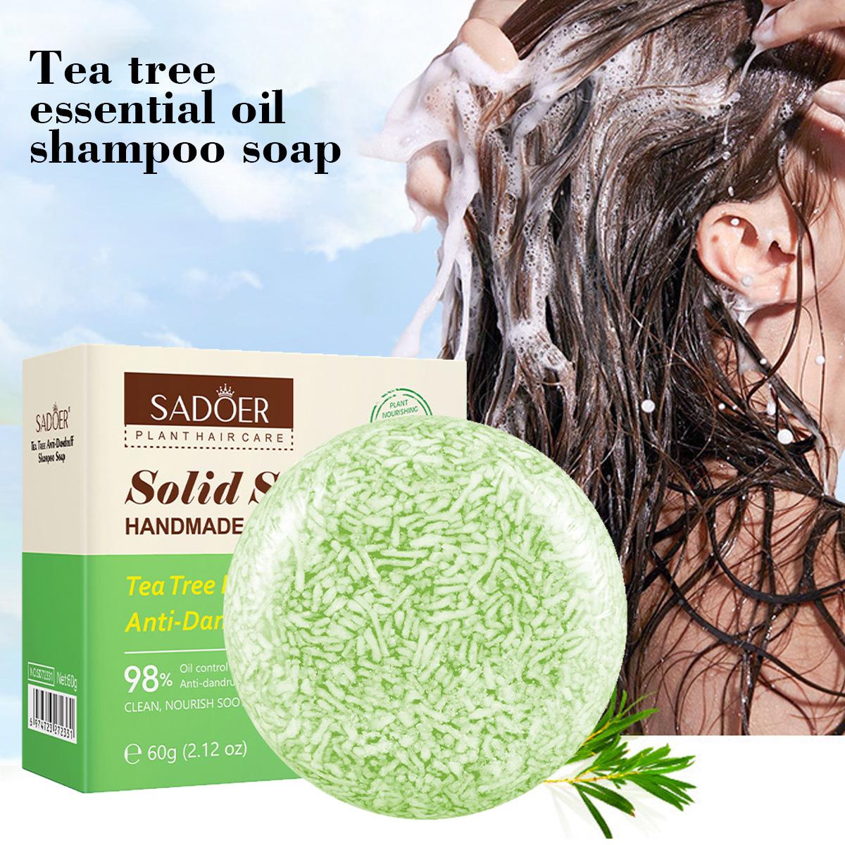 

Tea Tree Essential Oil Solid Shampoo Bar Deeply Cleanses Nourishes Nourishes Hair Plant Essential Oils Care For Scalp And Hair 60g