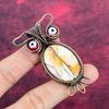 Brecciated Mookaite Gemstone Pendant Red Color Evil Eye Jewelry Copper Wire Wrapped Owl Pendant
