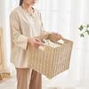 Hand-Woven Imitation Rattan Storage Box Foldable Dirty Clothes Underwear Storage Basket Office Desktop Sundries Container