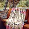 Happy Retirement Floral Card Blanket Personalized Name Soft Comfortable Stylish Blanket Car Blanket Perfect For Travel Camping Outdoor Home Suitable