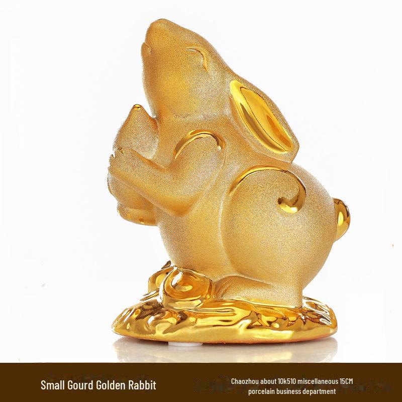 Glücksbringer-Sparschwein aus Keramik, goldenes Kaninchen, kreatives Geschenk und Heimdekoration