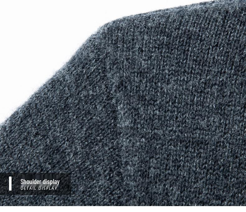 Men's 100% Pure Wool Thickened Knit Cardigan - Zipper Sweater for Autumn & Winter, 600g