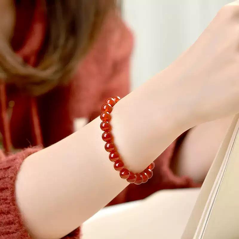 Red Agate Chalcedony Jade Bracelet for Women with Genuine Loose Beads