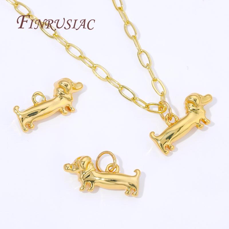 2/4/6Pcs 18K Gold Plated Brass Dog Charm For Jewelry Making DIY Animals Necklaces Bracelets Making Accessories