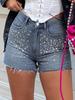 Trendy European-American Rhinestone Denim Shorts: Fashion-Forward, Versatile Streetwear
