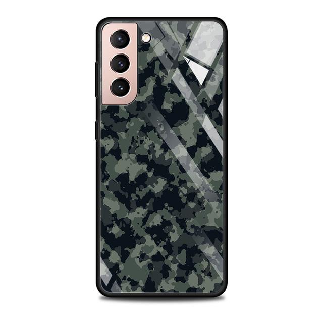 Camouflage Pattern Camo Military Army Glass Case For Samsung Galaxy S21 S20 Ultra S10 Plus Lite S20fe 5g S10e S9 S8 Shell Funda