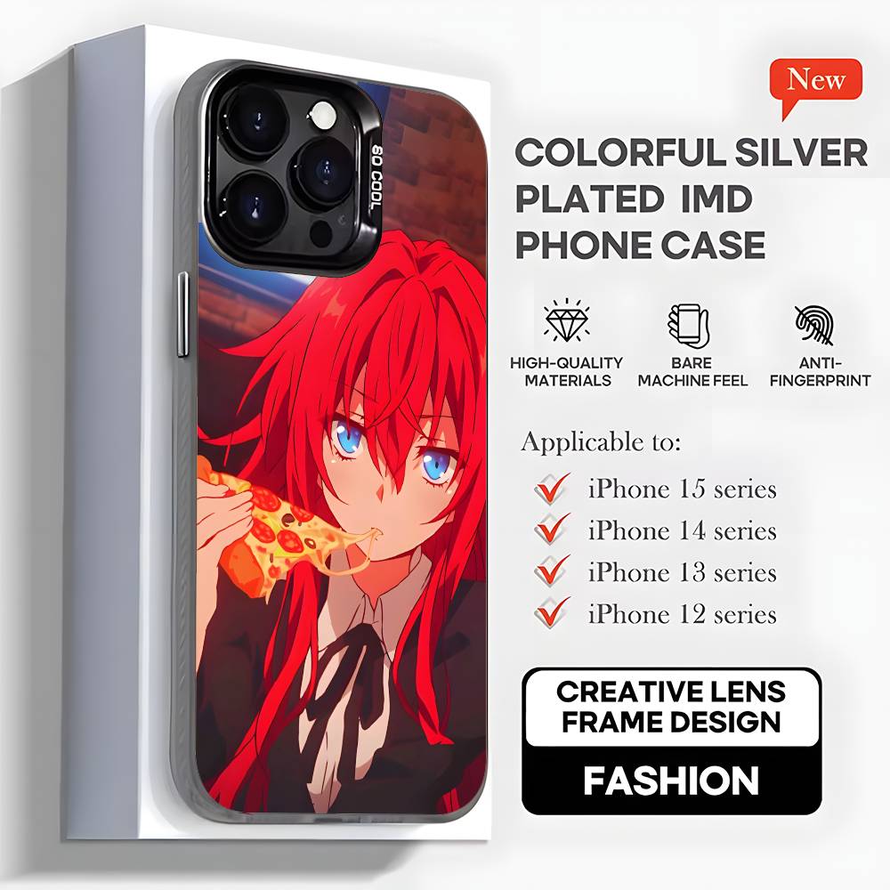 R-Rias Gremory High School Phone Case For iPhone 16,15,14,13,12,11,Mini,Pro,MAX,plus,Black Matte Shockproof Cover