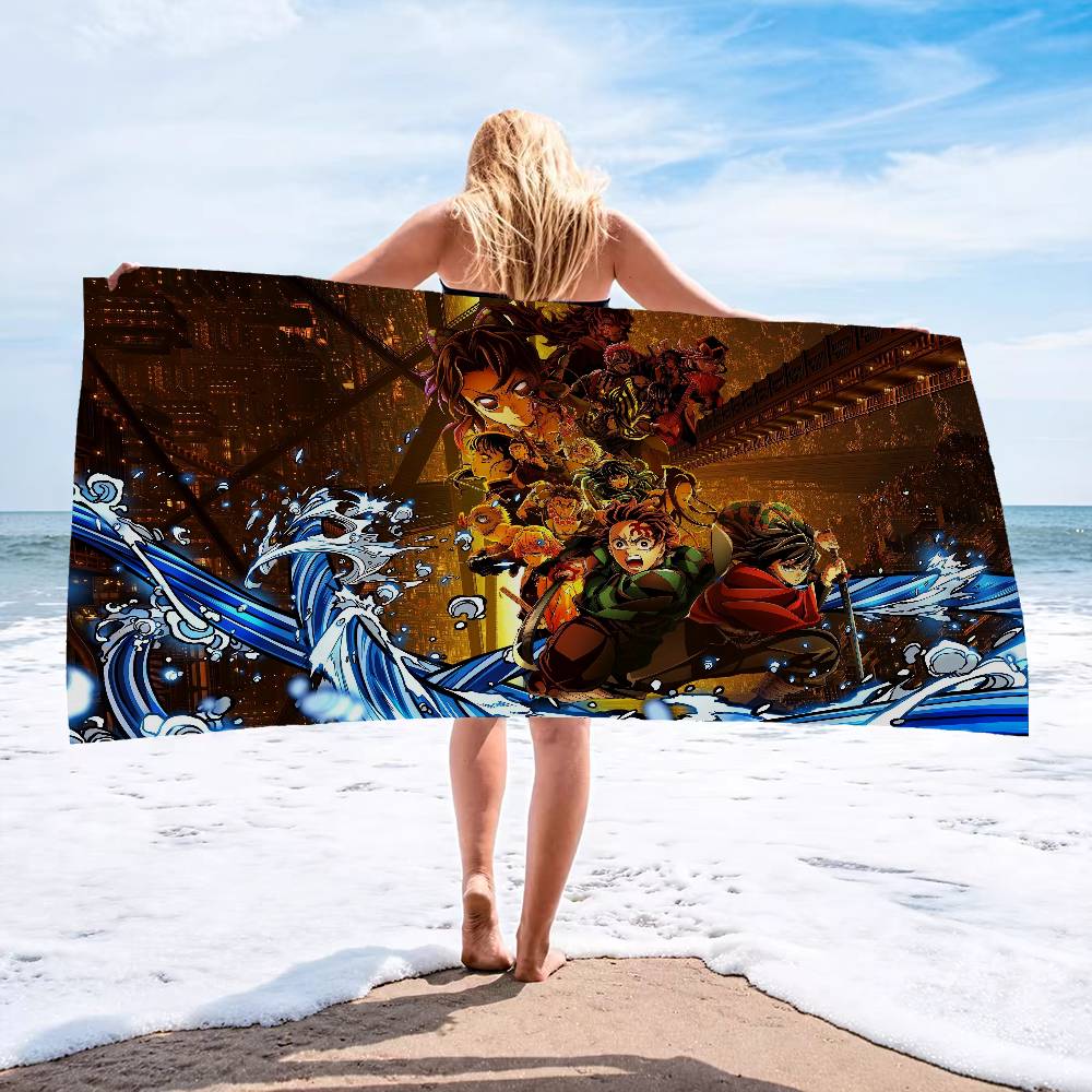 Anime Demon Slayer Beach Towel Colorful Bath Towels For Girl Microfiber Quick Dry Sand Free Beach Yoga Spa Gym Pool