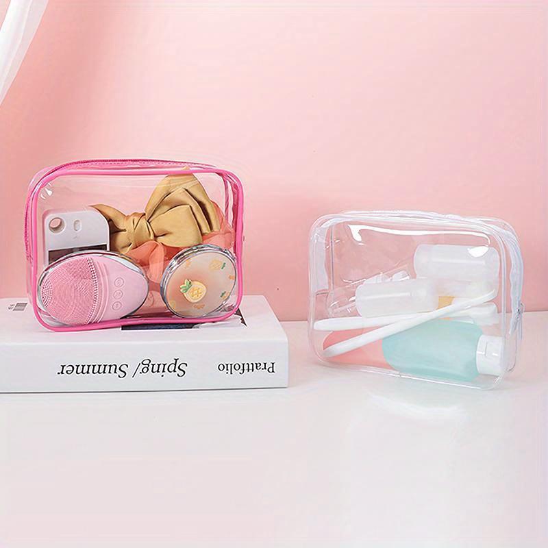 Clear Makeup Bag With Zippers Transparent Makeup Organizer Cosmetic Makeup Bags For Vacation Business Trip Airport Bathroom