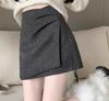 French Chic Glitter Bodycon Pleated Wool Blend Mini Skirt - High-Waisted Irregular Design for Autumn/Winter