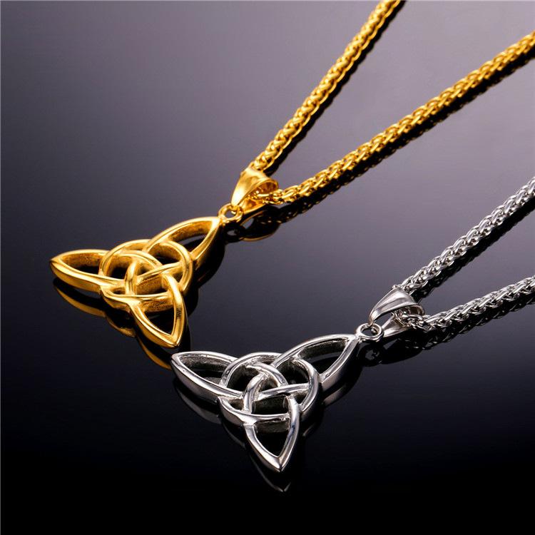 Men Titanium Steel Jewelry Fashion Creative Retro Irish Knot Pendant Necklace Valentine's Day Gift