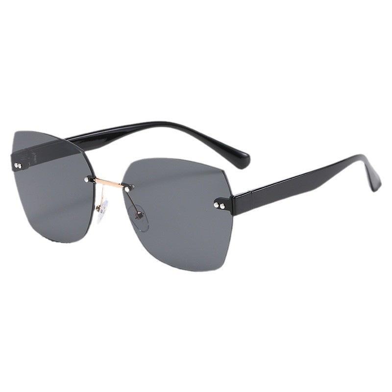Trendy Women's Frameless Cut-Edge Sunglasses: High-End Retro Style with Versatile Sun Protection