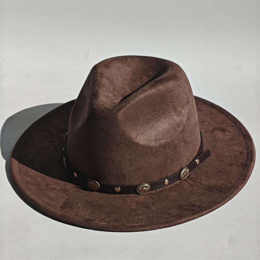 Military Green Suede Hats For Women Hats For Men Cowboy Hat Caps Western Cowboy Belt Bands Fedoras Chapeau Feutre Homme