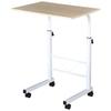 Side Table Height-Adjustable Coffee Table Mobile End Table with Wheels Locking Brakes C-Table Particleboard Steel Iron Plastic White Maple Color 60 x