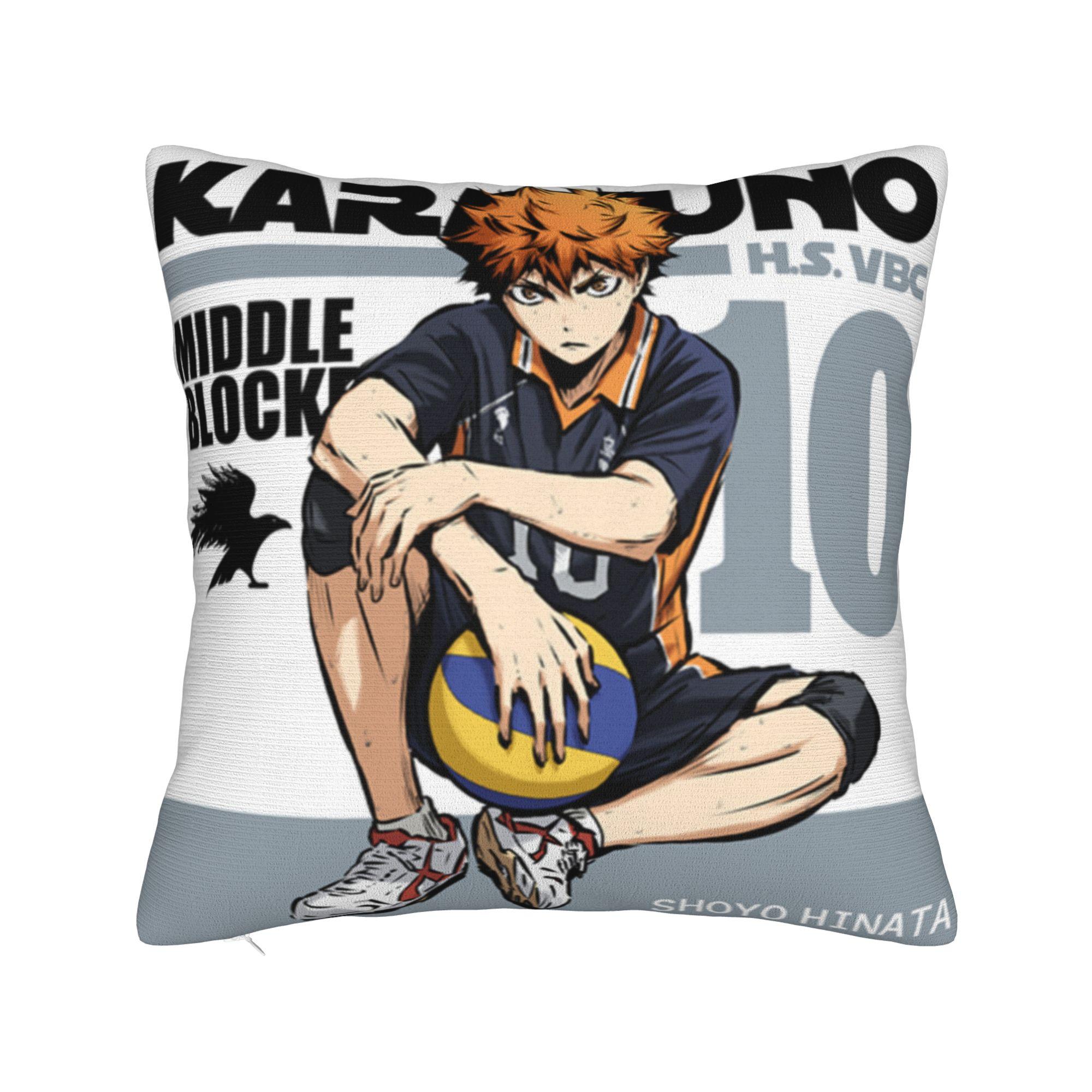 

Haikyuu Square Pillow Case Hinata Shouyou Volleyball Cushion Cover Customized Zipper Decor Throw Pillow Case Cover for Sofa 30x30cm 12x12in