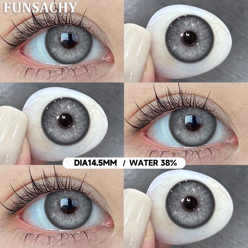 

FUNSACHY 1 пара контактних лінз з великими чорними очима для очей, діоптричні, кольорові лінзи зі ступенем короткозорості за рецептом 0