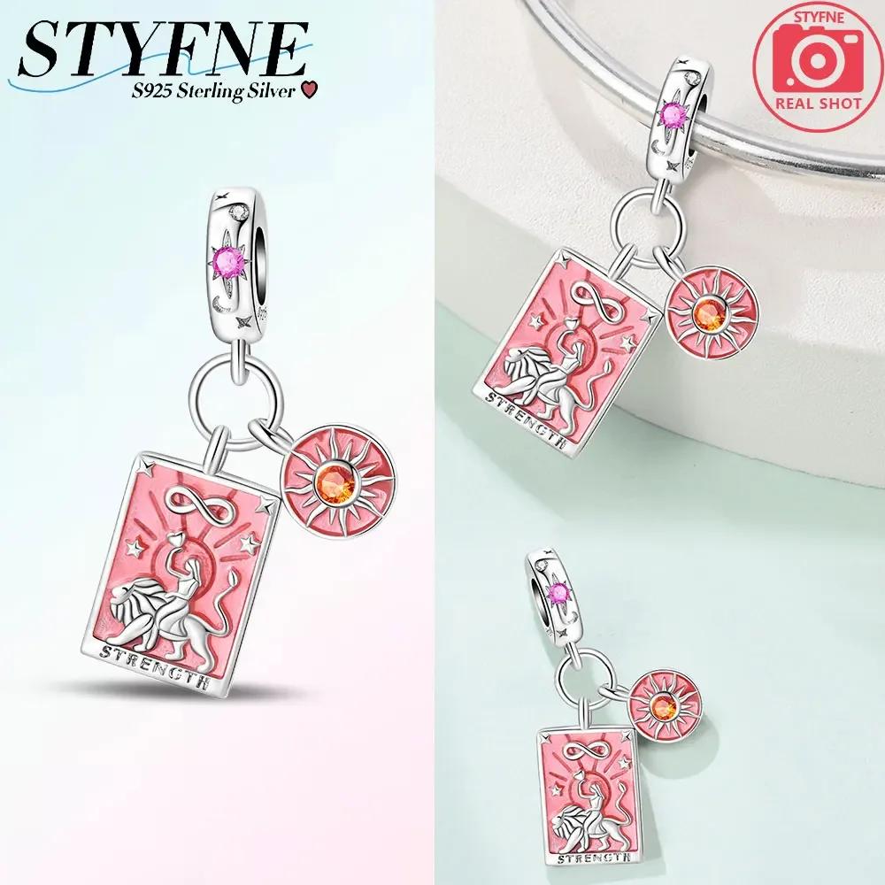 Originalcopper Purple Moon Pink Sun Pendant Tarot Card Star Charms Beads Fit Bracelet Women Fine Beautiful Gift Accessory