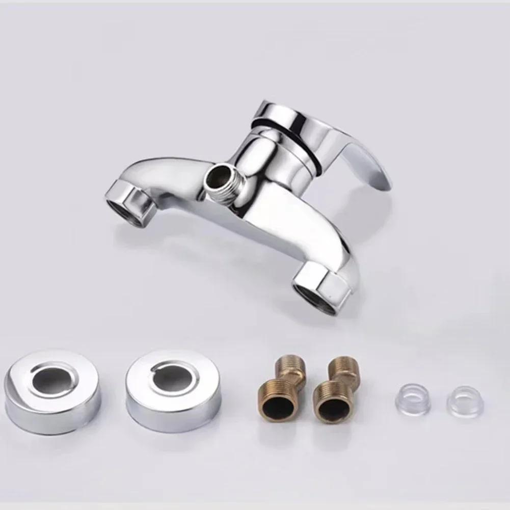 G1/2in Polished Chrome Finish Wall Mounted Bathroom Bathtub Shower Tap Mixer Faucet Lifting Type Zinc Alloy Shower Faucet Holder