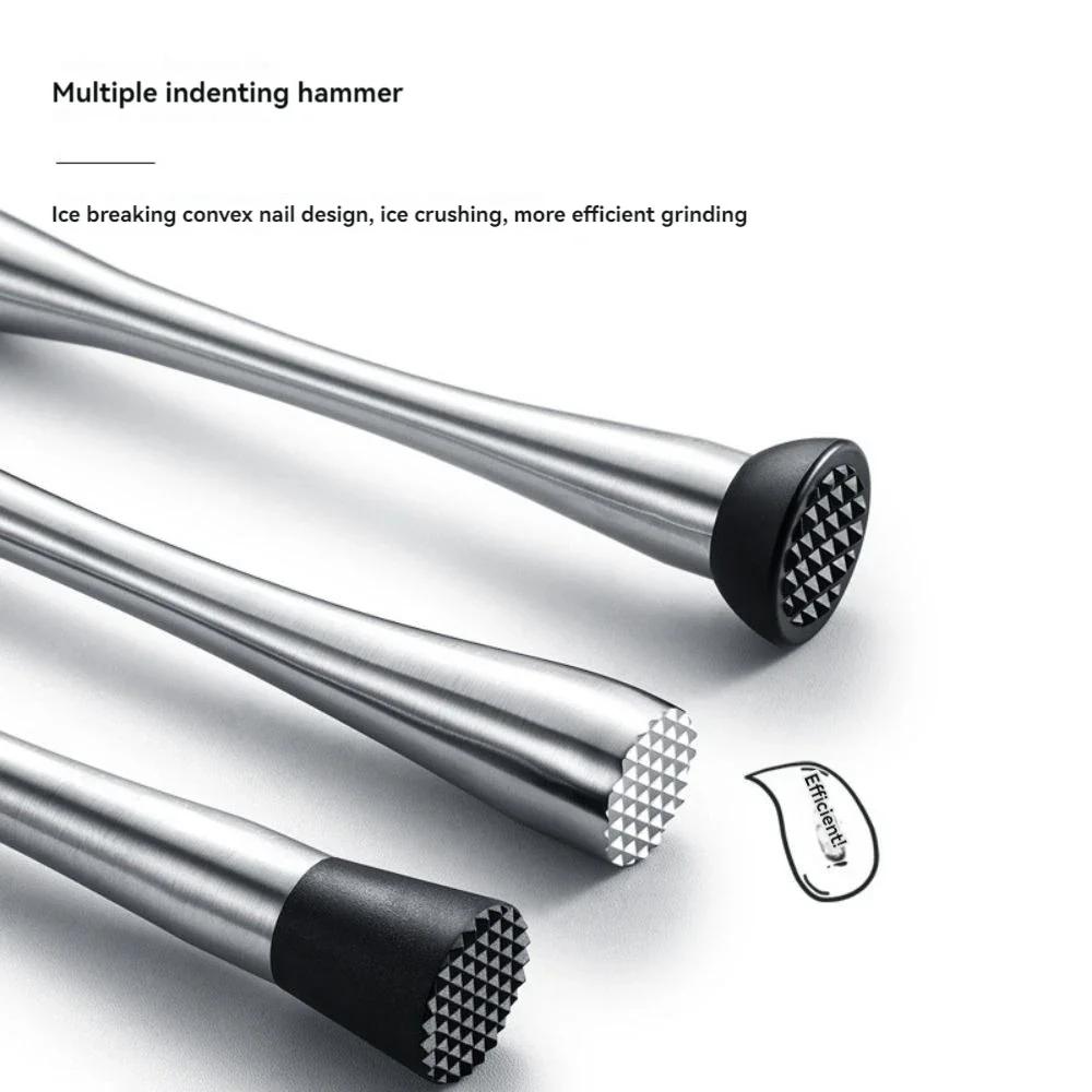 304 Stainless Steel Juice Rammer Ice Crusher Hammer Shaker Cup Beating Hand Lemon Tea Tool Cup Ice Masher Stick Cocktail Shaker