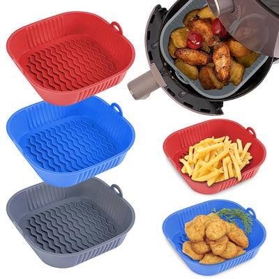 22 cm Silikon Air Fryer Backkorb Liner Tablett Lebensmittelecht wiederverwendbar quadratisch BBQ Grill Pad Platte Airfryer Ofen Backform Topf Pfanne für Küche