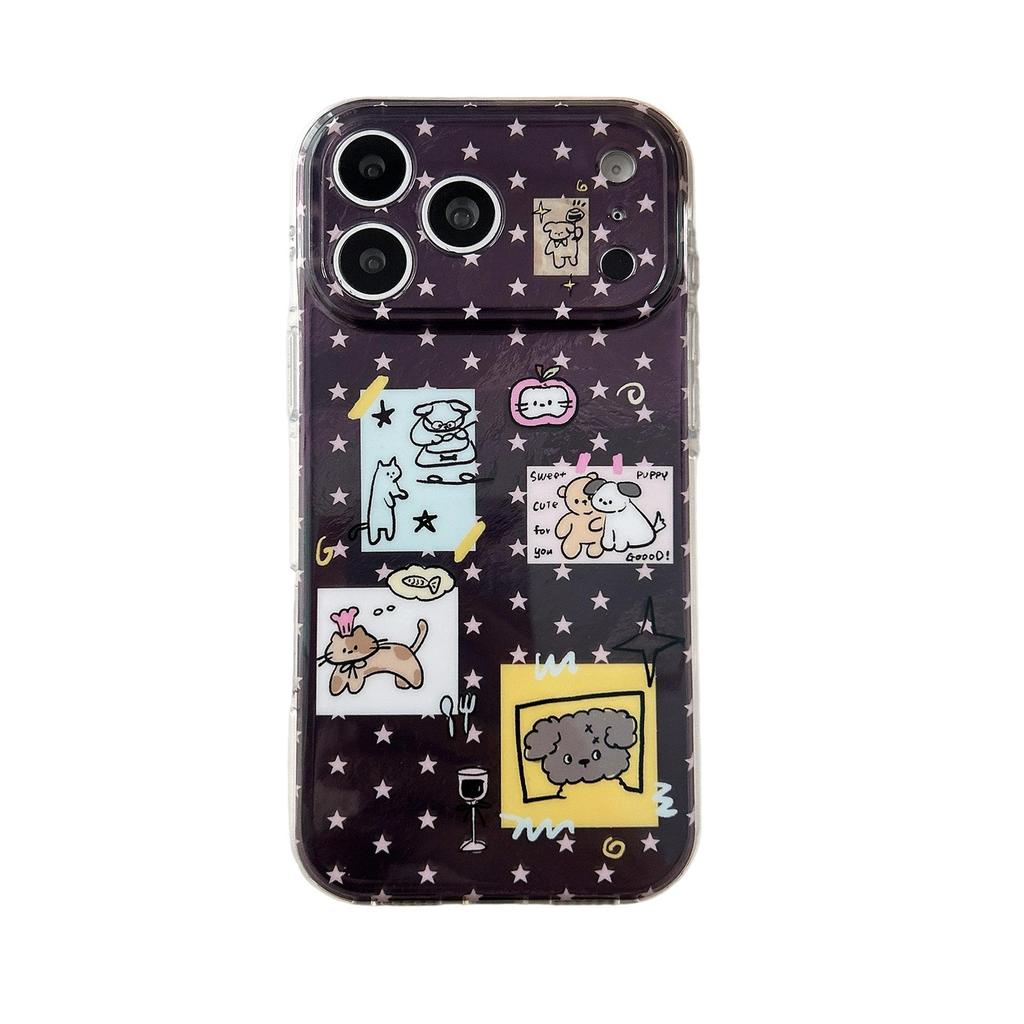 Cartoon Star Stickers Double Layer IMD Phone Case for iPhone 14/15/17 Pro Max