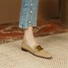 Fashion Women Retro Metal Buckle Loafer 2025 French British Style Fashion Elegant Square Toe Chunky Heels Pumps Party Flat Casual Shoes
