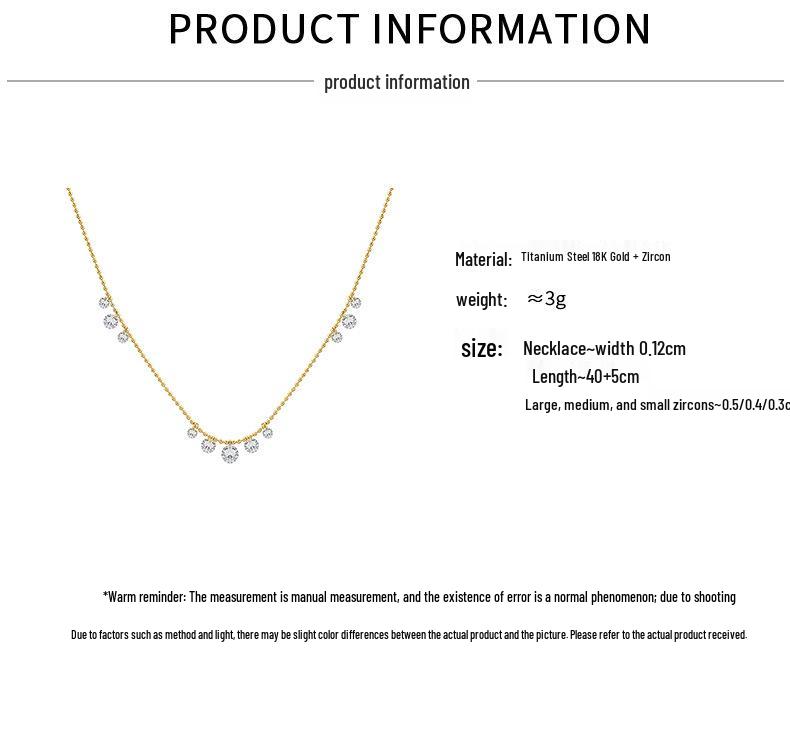 Marka 18K Gold-Plated Titanium Steel Necklace with Zircon Crystal Pendants for Women P070
