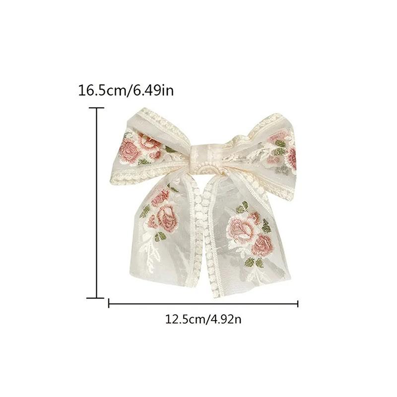 Embroidery Hair Bows Lace Big Bows Hair Clip Women Elegant Spring Clip Spring Summer Hair Accessories Women Barrettes