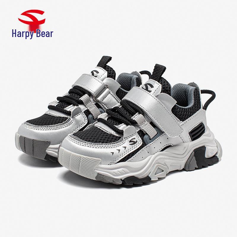 Habi Bear Boys' Breathable Double Mesh Sports Shoes with Magic Tape