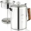 Removable Lid Stovetop Coffee Maker 9 Cup Capacity Camping Coffee Pot  For Home Use
