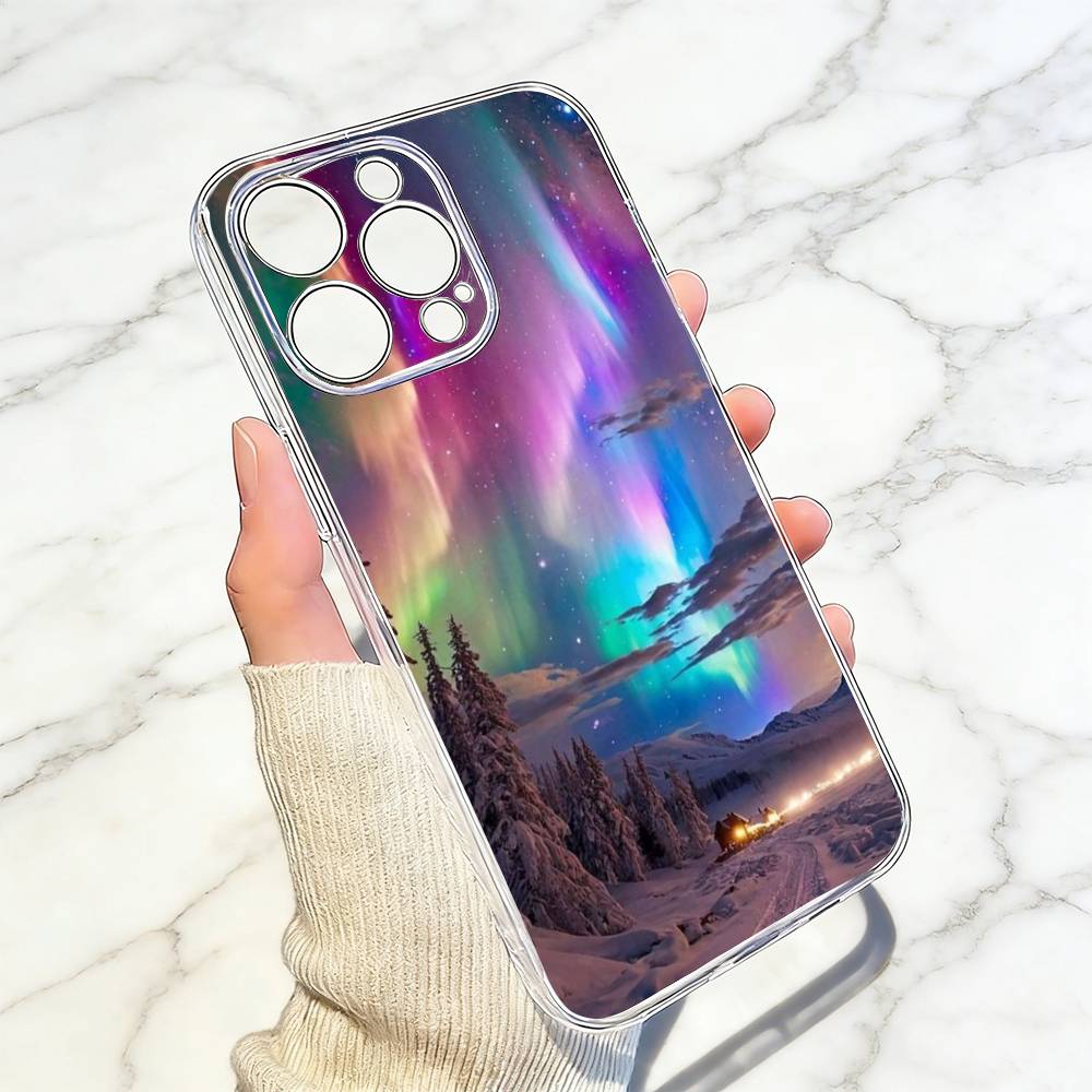 Northern Lights Phone Case For iPhone 17 16 15 14 13 12 11 Mini Pro Max Plus Transparent Cover