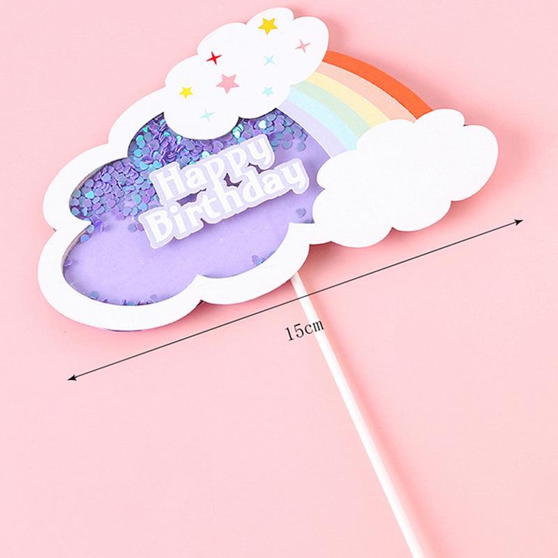 5-Piece Cloud Cake Toppers | Fluffy Yarn Cloud Picks For Birthday, Baby Shower & Dessert Decor - View #8