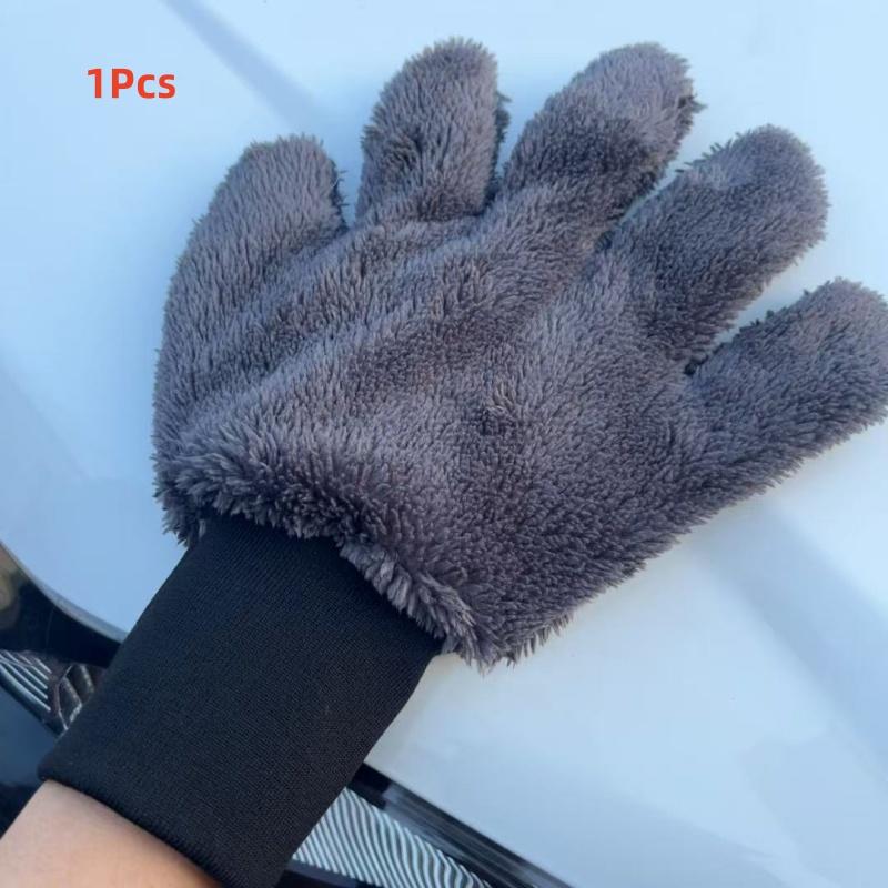 

For Double Sided Plush Car Wash Gloves Scrubbing Car Foaming Cleaning Without Hurting Paint Five Finger Thickened Gloves