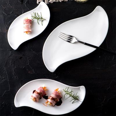 Ceramic Dinner Plate Irregular Dessert Plate Cake Dish Salad Plate White Porcelain Kitchen Tableware