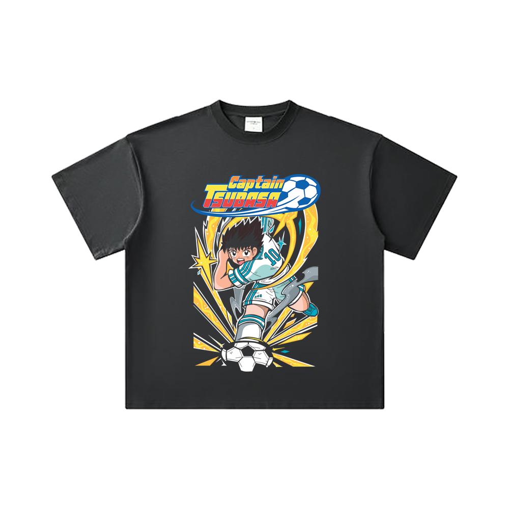 260 GSM Double Yarn 32 Count 100% Cotton Captain Tsubasa V1 Print Unisex Heavy Cotton T Shirt