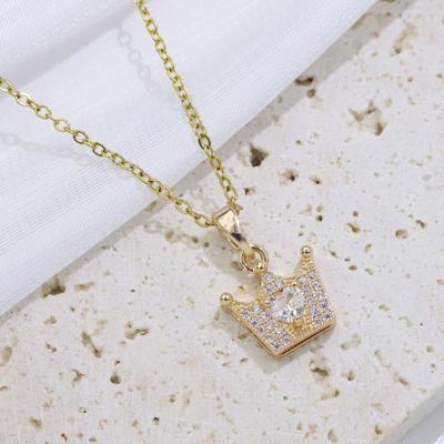 Exquisite Kronenanhänger Halsketten für Damen Mode Zirkonia Halskette Hochzeitsfeier Schmuckzubehör