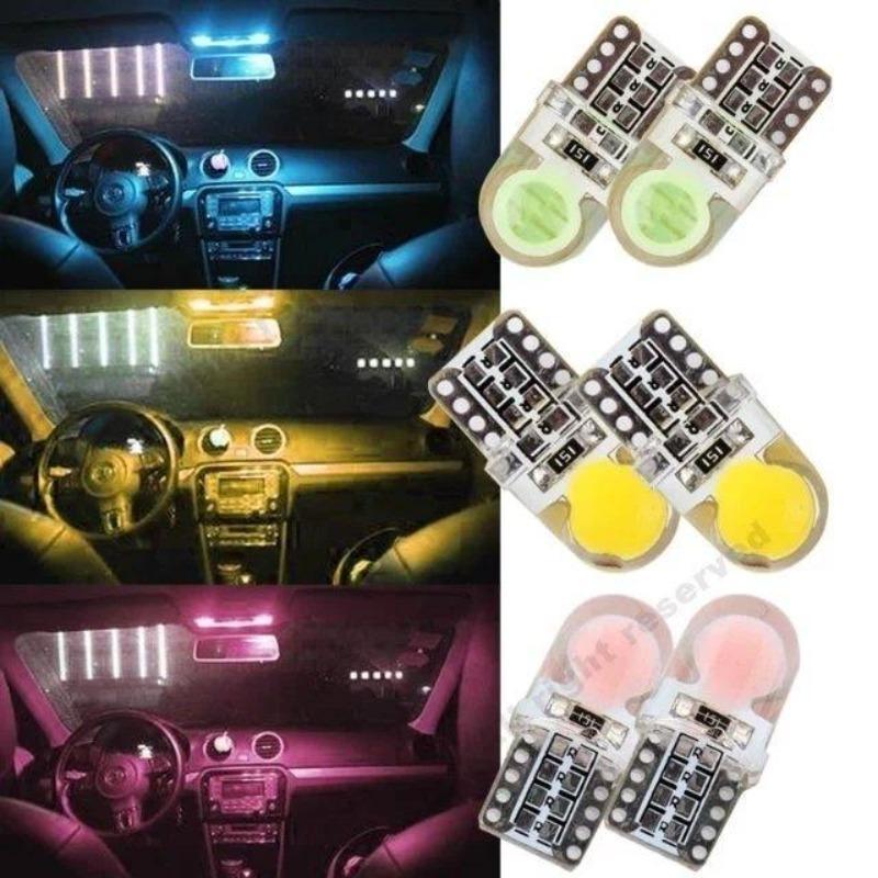 Zboží 6/10ks T10 W5W LED žárovka pro vnitřní osvětlení auta, blinkr, boční světlo, světlo SPZ 5 barev