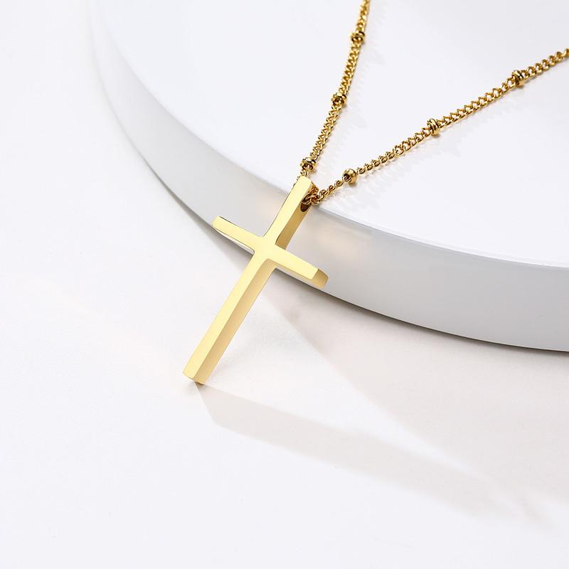 Vnox Simple Stainless Steel Cross Pendant Necklaces for Women, Prayer Religious Choker Collar Christian Gift Jewelry