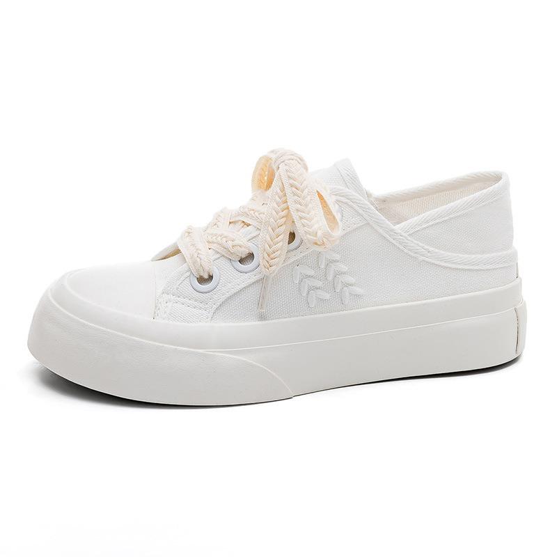 Wheat ear canvas shoes women's new versatile platform two wear one pedal women's shoes white shoes casual board shoes women
