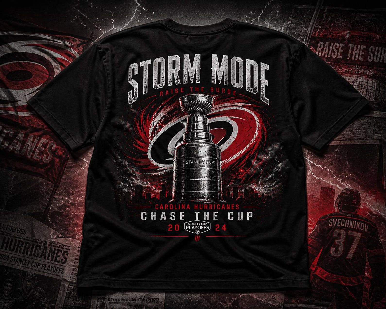 Comfort Colors® Carolina Hurricanes Storm Mode Hockey Playoff Stanley Cup Graphic Tee XL