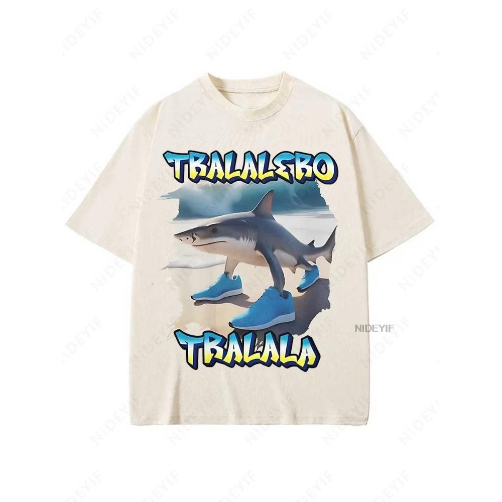 Tralalero Tralala Funny Shark Meme T-shirt Gifts Women's Fashion Gothic Vintage T-shirts Casual T Shirt Short Sleeved