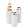 3-delat set med vita cylindriska basstativ, dessert- och tårtställningar, integrerad struktur, roligt för bröllops-DIY