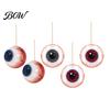 Creepy Hanging Decorations 6Pcs Halloween Wooden Decoration, Ghost Pumpkin Eyeball Holiday Decoration Ornament with Rope, Spooky Party