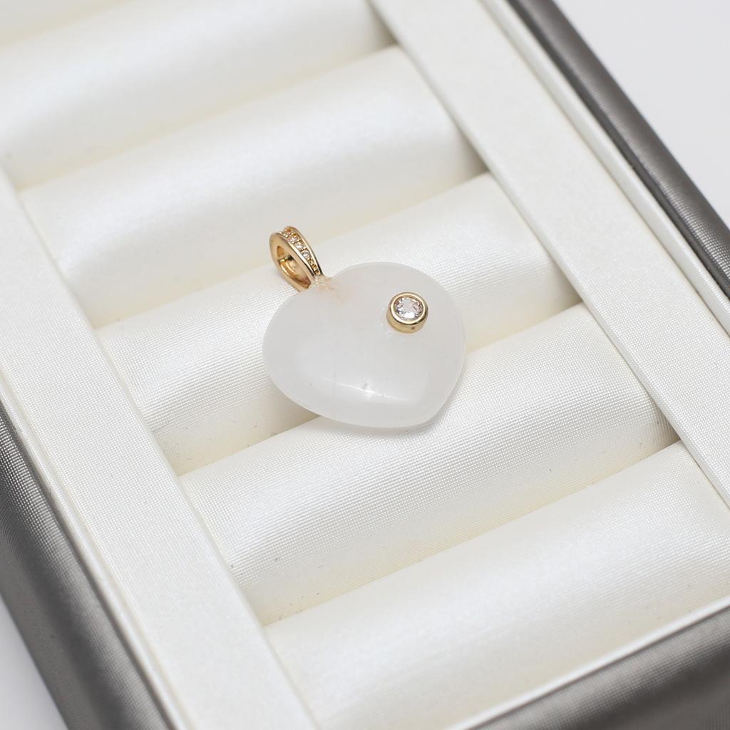 2Pcs, Natural Stone Heart Pendant with Artificial Diamond, Boho Reiki Healing Crystal Amethyst Agate Gemstone Charms for Jewelry Making DIY Necklace