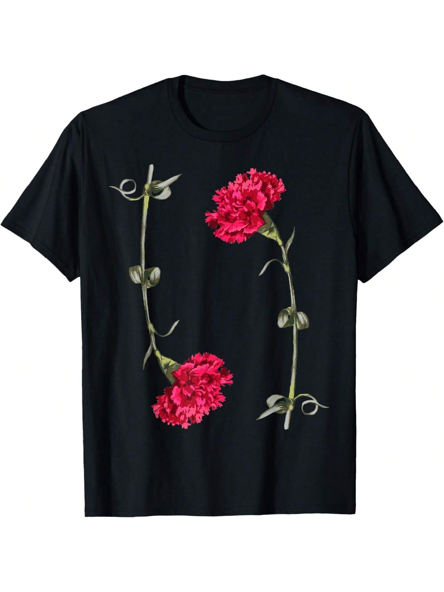 Artistic Carnation Floral Pattern T-Shirt S разноцветный