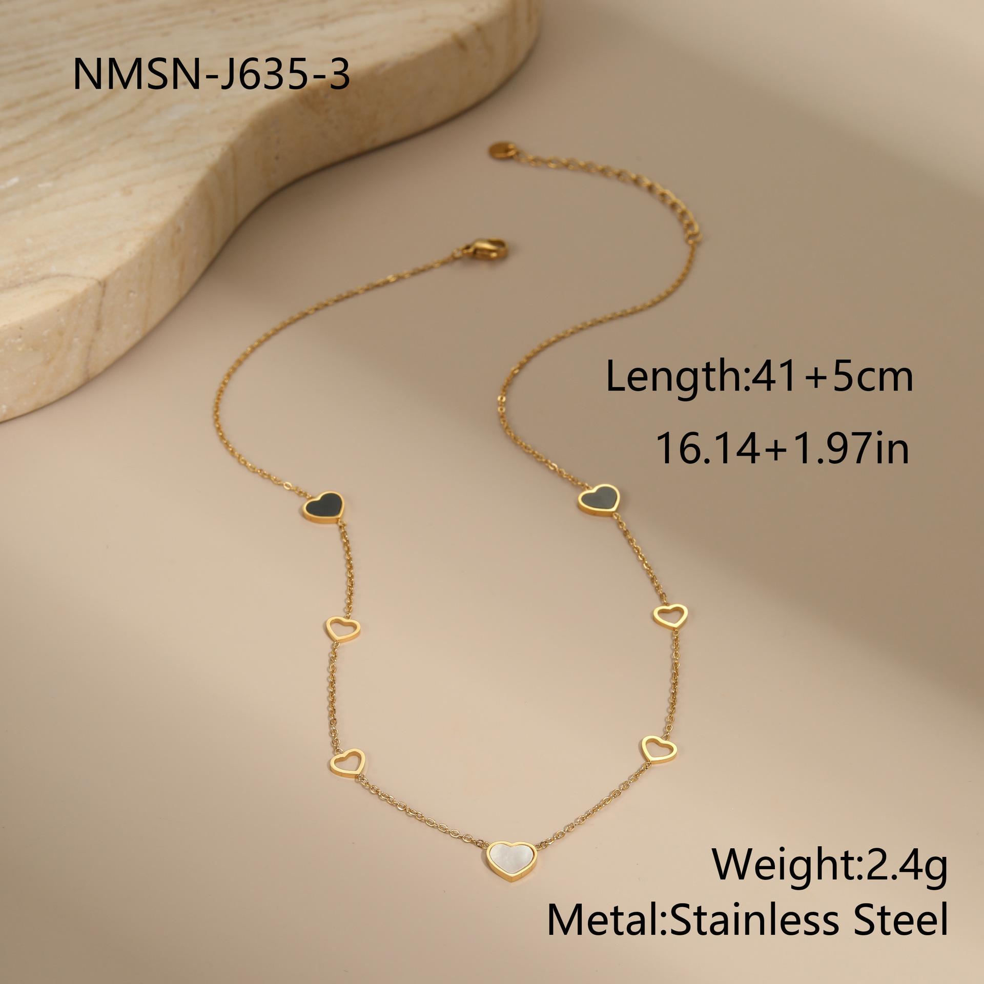GEMCHIC Women s Stainless Steel Agate Mother of Pearl Hollow Heart Clavicle Chain Necklace with Zircon