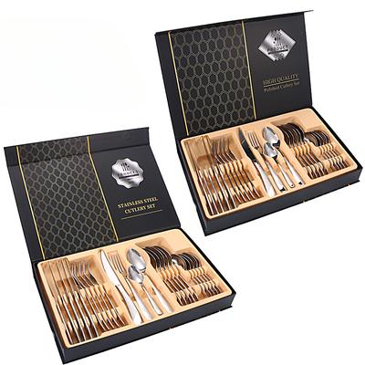 Vajilla de acero inoxidable con forma de estrella, cuchillo para carne, tenedor y cuchara, vajilla occidental para Hotel, juego de regalo de 24 piezas