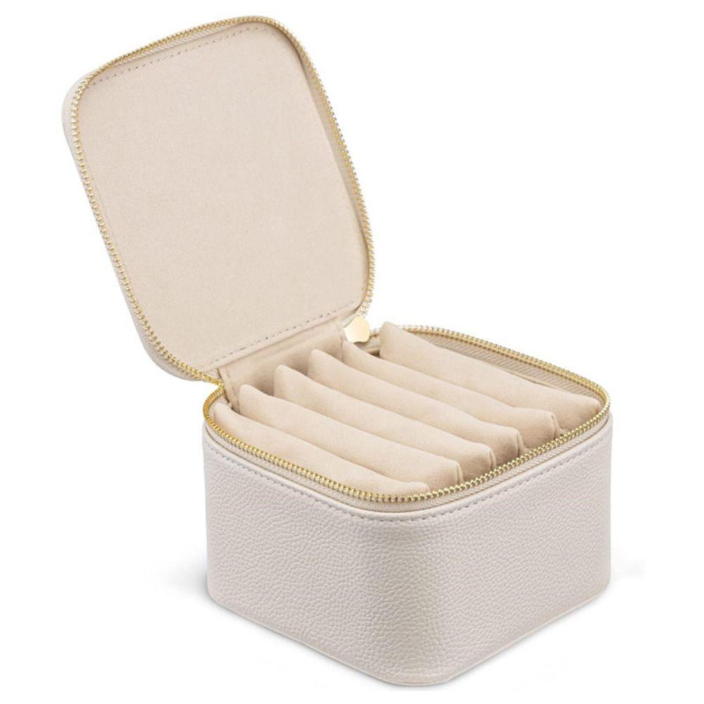 Large Capacity Jewelry Box PU Leather Zippered Pockets Jewelry Display Box with Small Pouches Multi-function
