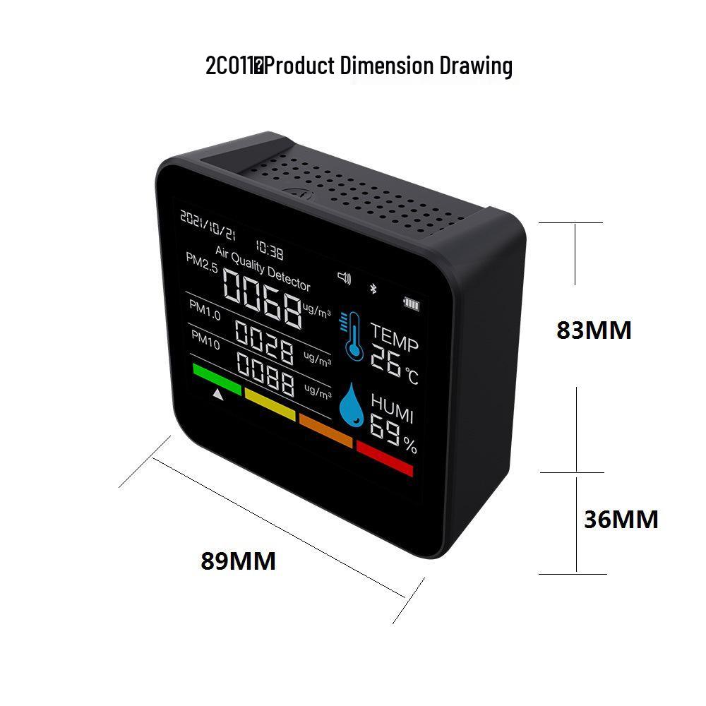 9-in-1 Bluetooth Air Quality Detector: CO2, PM2.5, Dust, TVOC, Formaldehyde