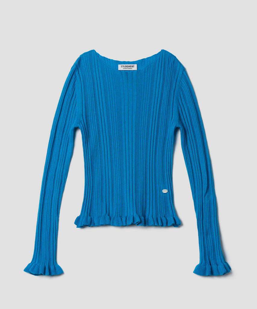 Tudument Boatneck Rib Knit_Teal Blue